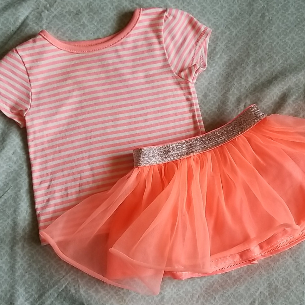 Garanimals baby girl neon orange outfit 3-6 months